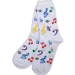 Ladies White Socks, Multi-Colored Notes