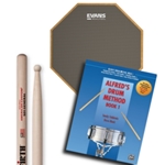 Percussion Accessory Pack: SD-1 Sticks, ReelFeel 12" Practice Pad, Alfred's Drum Method Book 1
