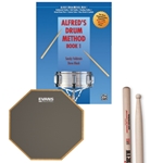 Percussion Accessory Pack: 6" Practice Pad, SD-1 Sticks, Alfred's Drum Method Book 1