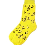Socks, Yellow w/Music Symbols