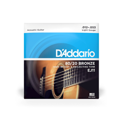 D'Addario 80/20 Bronze Light Gauge Acoustic Guitar Strings (.012-.053)