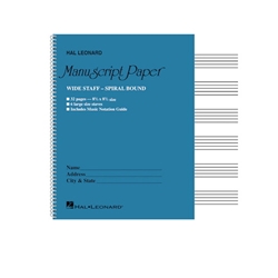 Manuscript Paper, Wide Staff, Spiral Bound