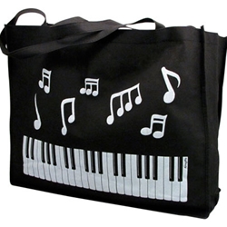 Reusable Tote, Black w/White Keyboard and Notes