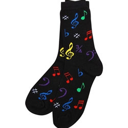Ladies Black Socks, Multi-Colored Notes
